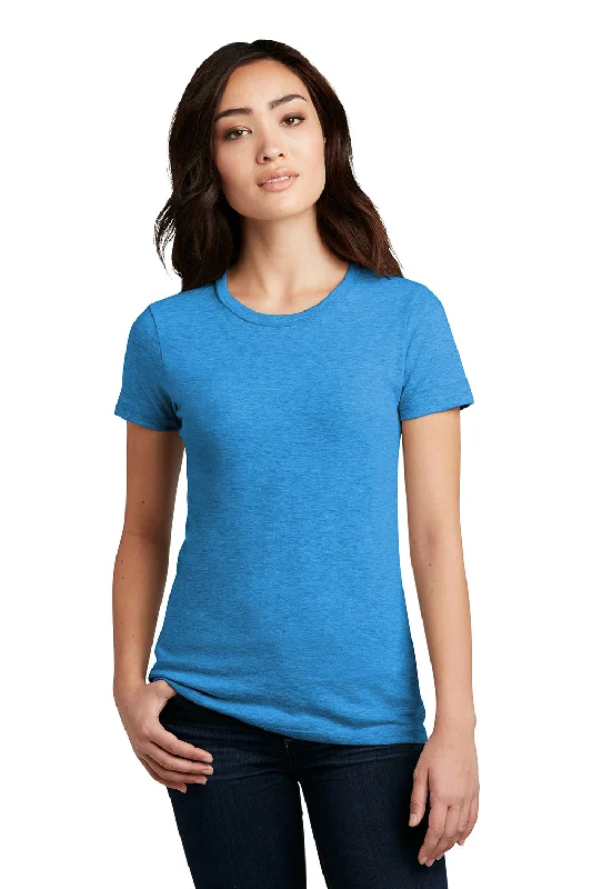 Weekend Shopping Made Better District Womens Perfect Blend Short Sleeve Crewneck T-Shirt - Heather Bright Turquoise Blue