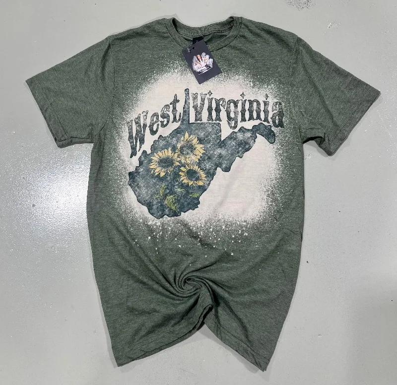 Deal Dash The Rustic Sunflower West Virginia Bleached Tee