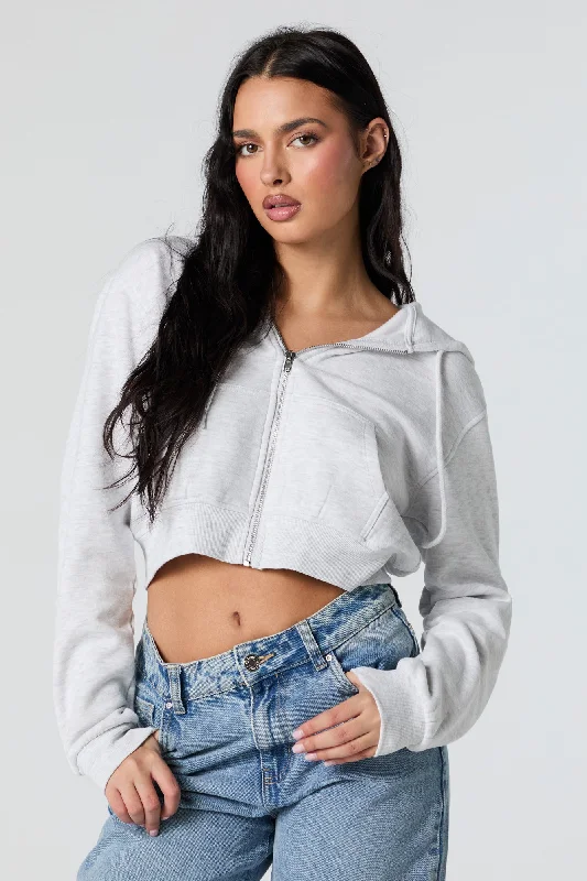 Special Offer Soft Fleece Zip-Up Cropped Hoodie