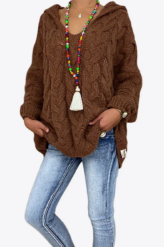Daily Specials Cable-Knit Hooded Sweater