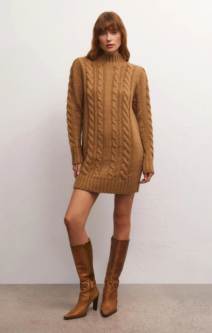 Amazing Value Sage Cable Knit Sweater Dress