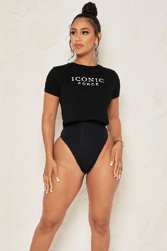Exclusive Offers ICONIC FORCE CROP TOP-BLACK
