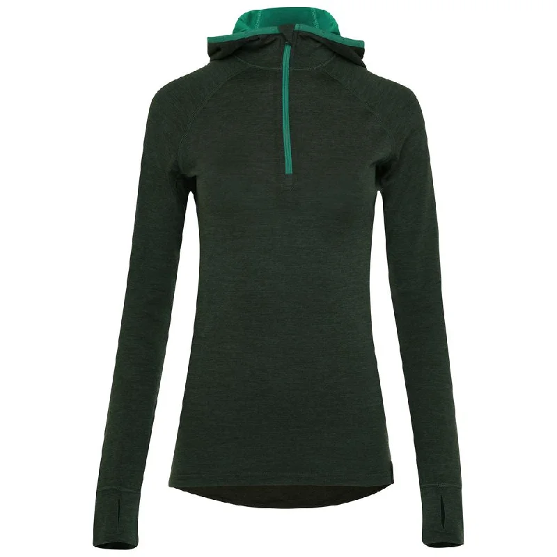 Doorbuster Deal Womens Merino 200 Zip Neck Hoodie (Forest)