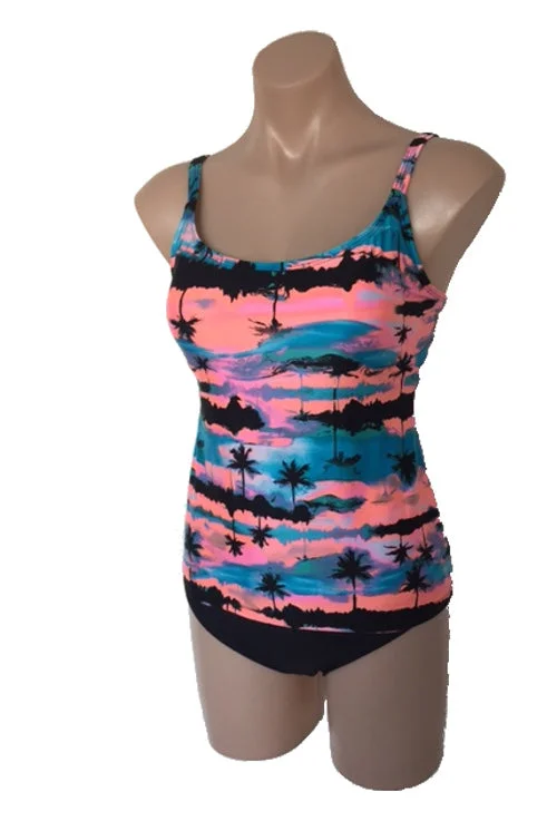 Limited Supply Ocean Curl - Tankini Honey - Palm Tree Print