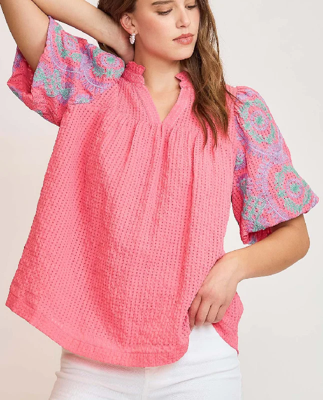 Discount Mania Checkered Seersucker Top