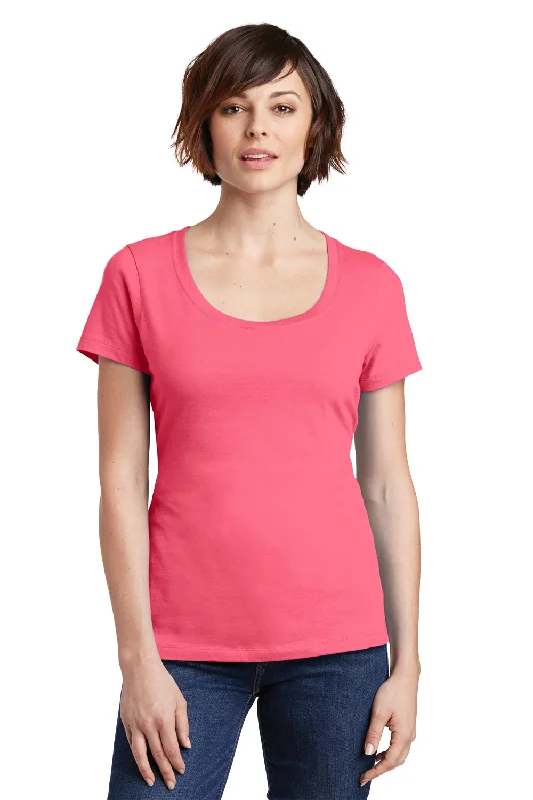 Weekend Specials to Celebrate District Womens Perfect Weight Short Sleeve Scoop Neck T-Shirt - Coral - Closeout