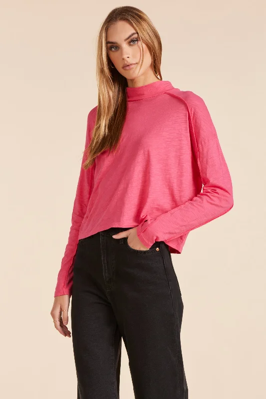 Factory Direct Sale MOCK NECK SLUBBED JERSEY TEE