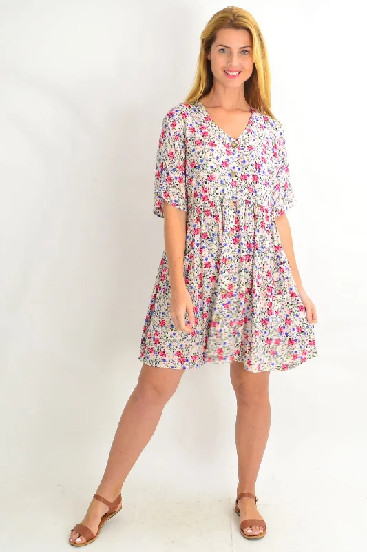 Friends and Family Sale Cream Coconut Button Pocket Tunic Dress