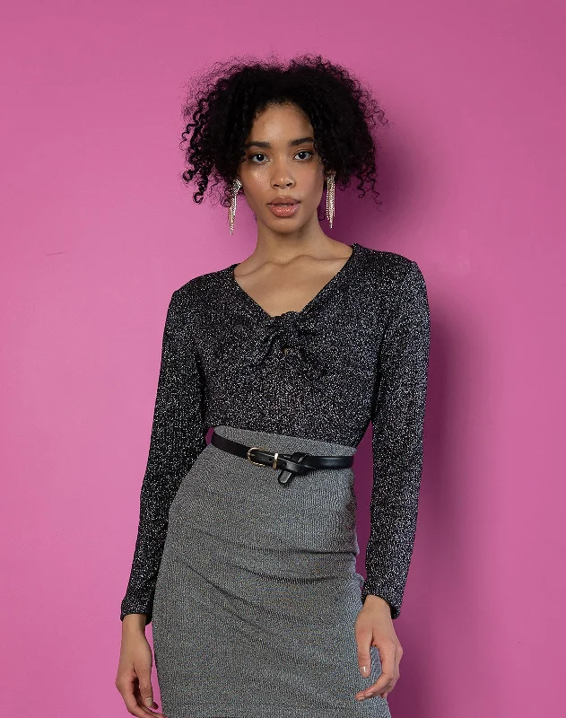 Weekend Specials to Snag Black Tie Lurex Jersey Top