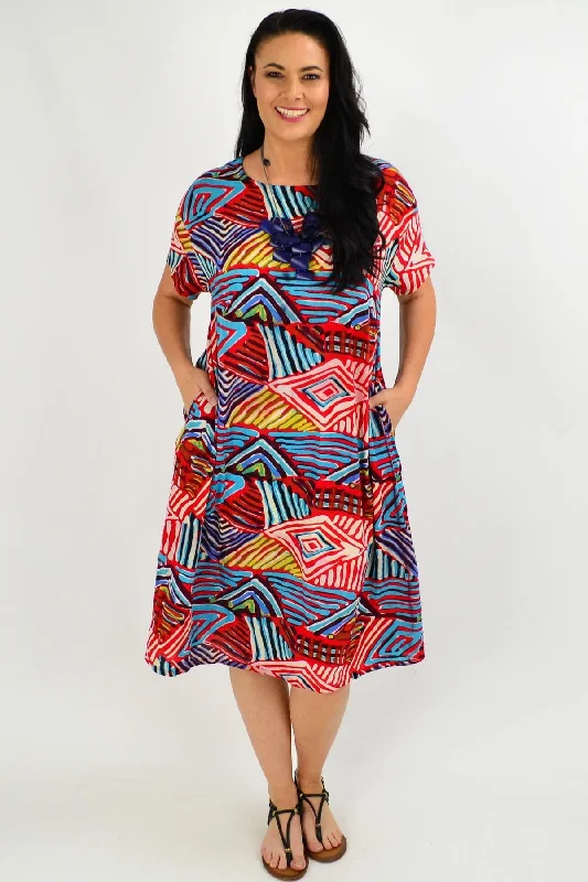 Discount Days Red Multicolour Shift Tunic Dress