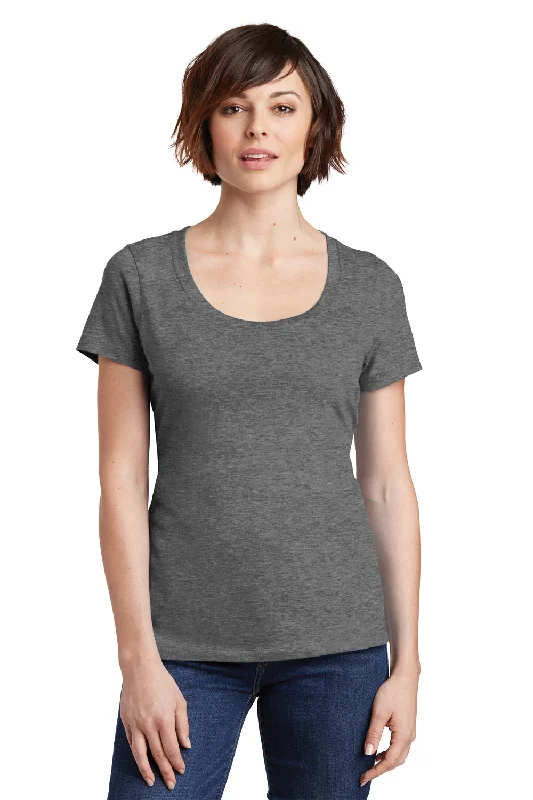 Weekend Deals to Brighten Your Day District Womens Perfect Weight Short Sleeve Scoop Neck T-Shirt - Heather Nickel Grey - Closeout