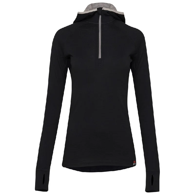 New Arrival Womens Merino 200 Zip Neck Hoodie (Black)