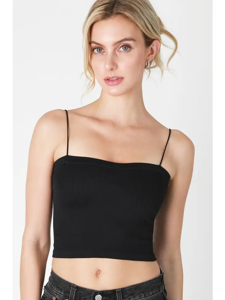 The Best Prices Skinny Strap Ribbed Cropped Cami