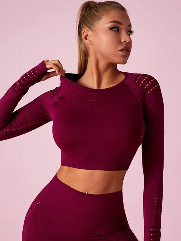 Weekend Sale: Don't Miss Out ZASUWA Female Long Sleeve Knit Seamless Fitness Long Sleeves