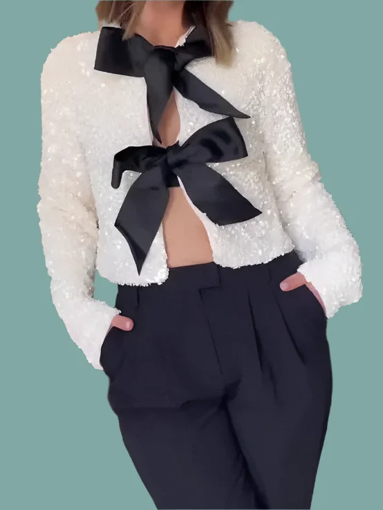 Midnight Madness Ruban Sequin Top