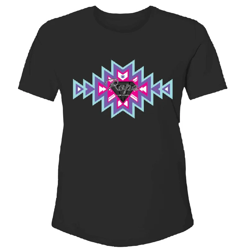 Online Deal "Rope Like a Girl" Black w/Multi Color Aztec T-shirt