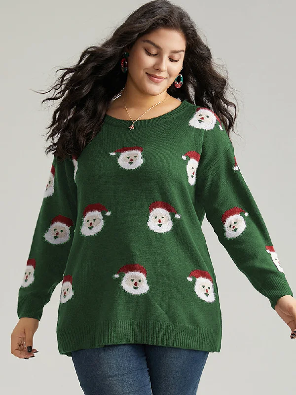 Weekend Offers That Shine Jolly Fellow Motifs Round Neck Pullover