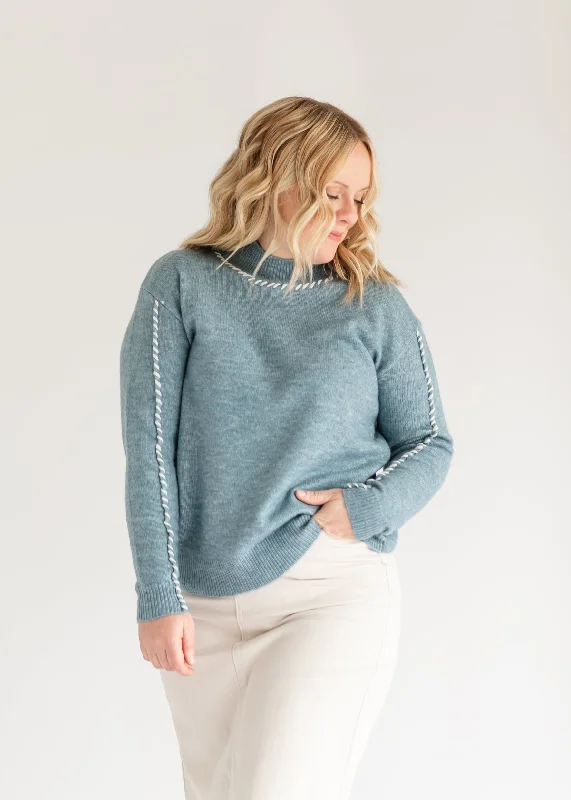 Weekend Wonders Await! Britt Whip Stich Mockneck Sweater
