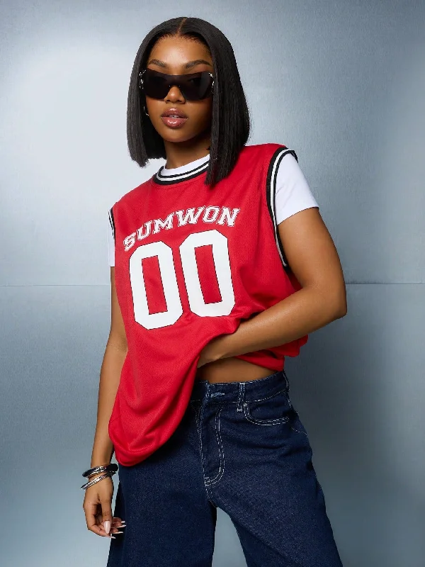 Early Access SUMWON WOMEN Oversized Contrast Binding Round Neck Baller Vest Top