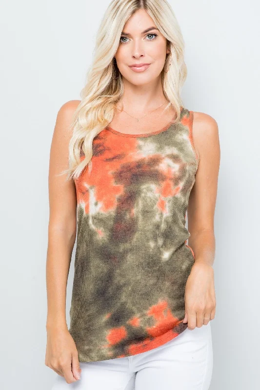 Weekend Deals You Can't Resist Celeste Full Size Backside Bow Tie Tie Dye Tank