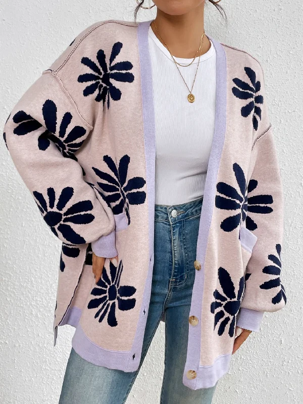 Sale Event Contrast Dropped Shoulder Long Sleeve Cardigan