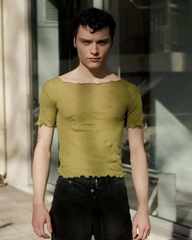Midnight Sale Gerrymandered Tee Shirt - Organic Cotton Gauze - Brace Green