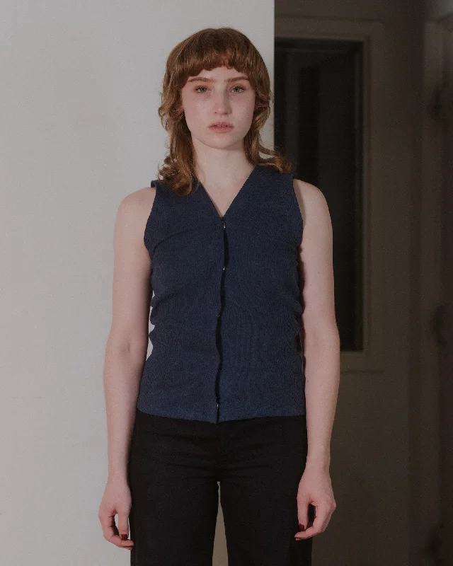 Early Access Tav Tank Snaps - Recycled Cotton Rib - Ampera Blue