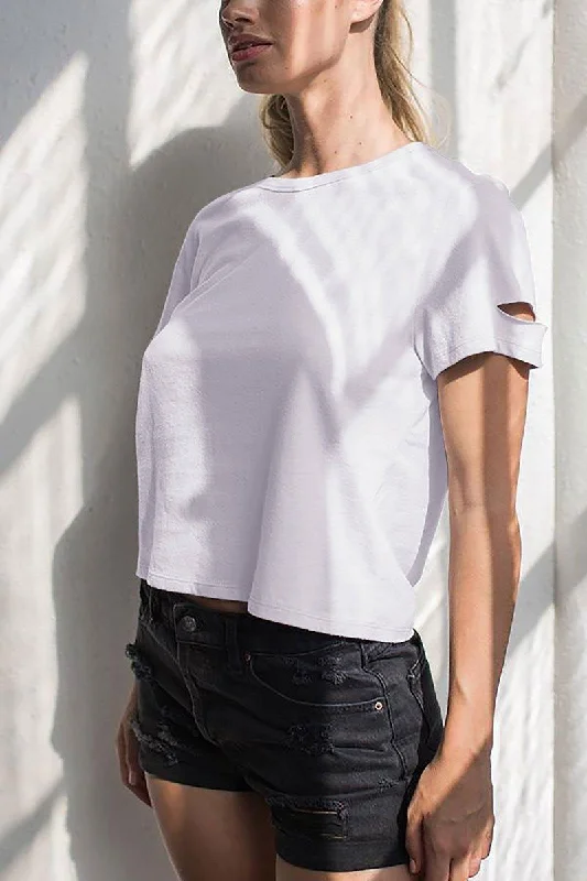 Weekend Special White Deconstructed Crew Neck Top