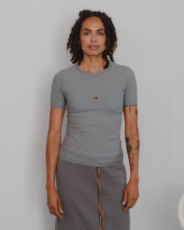 Special Price Heart Tee Shirt - Organic Cotton Rib - Bow Blue