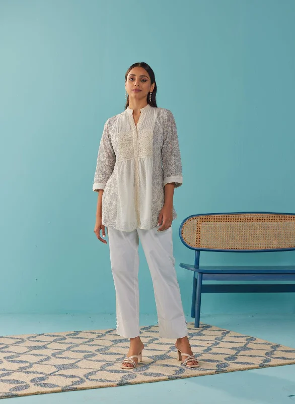 Hurry In Lavender A Line Raschel Tunic with Pintucks