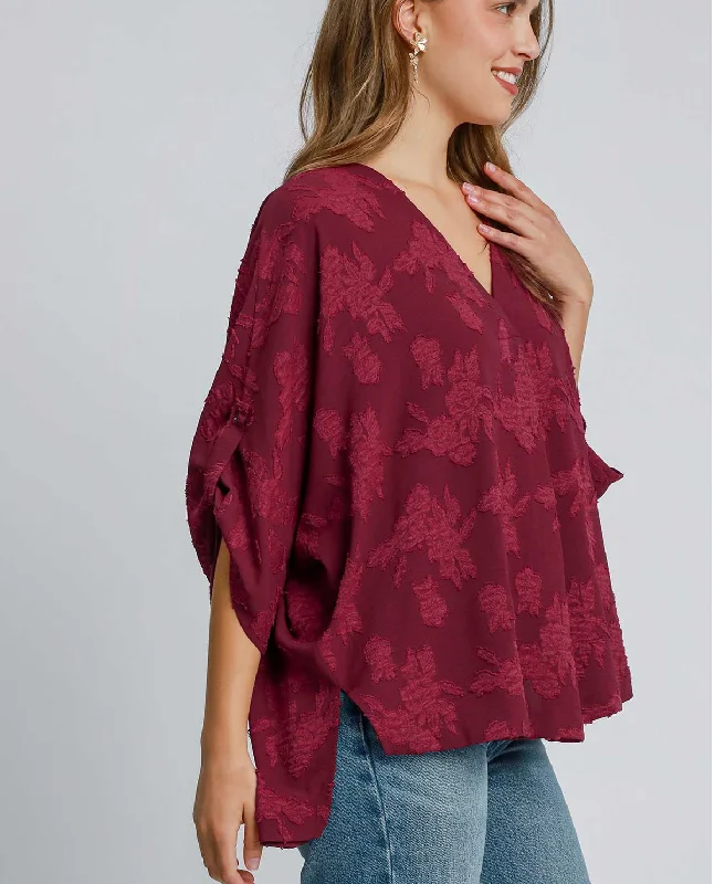 Unmissable Offer Burnout V-Neck Oversized Floral Top