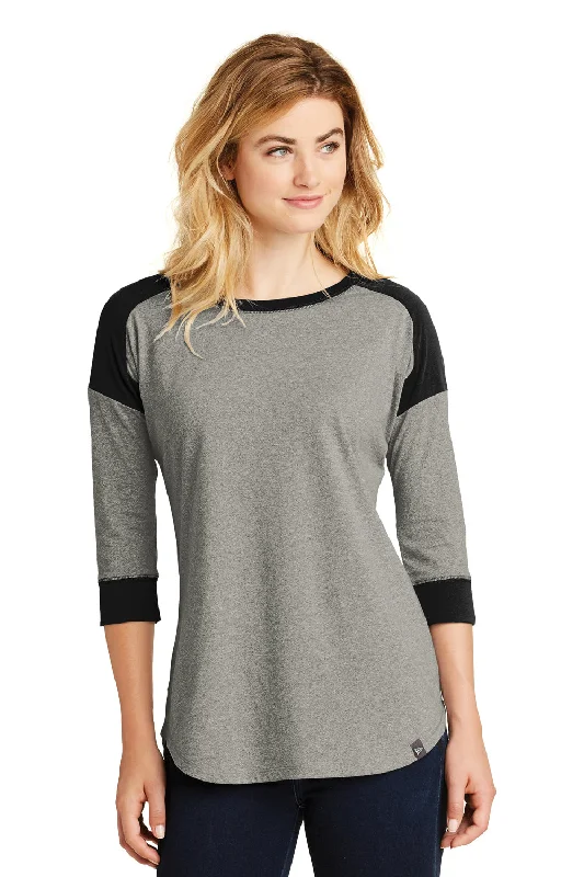 Reduced Prices New Era Womens Heritage 3/4 Sleeve Crewneck T-Shirt - Heather Rainstorm Grey/Black