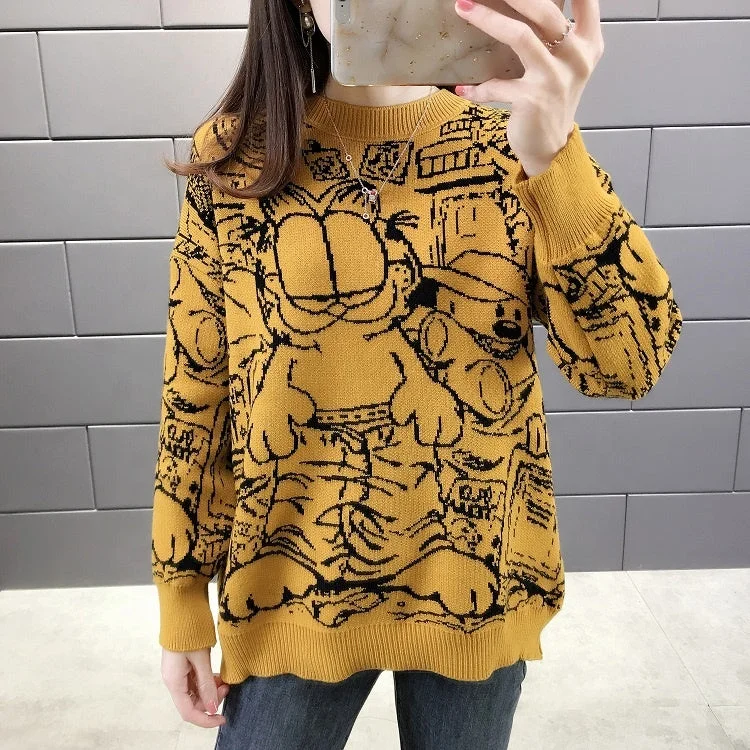 Weekend Bargains to Relish Sweaters Woman Cashmere Knit Long For Set V 2022 Fashionable New Arrival Round Neck Loose Fit Cats Print Women Sweater Weekend Bargains to Relish Sweaters Woman Cashmere Knit Long For Set V 2022 Fashionable New Arrival Round Neck Loose Fit Cats Print Women Sweater
