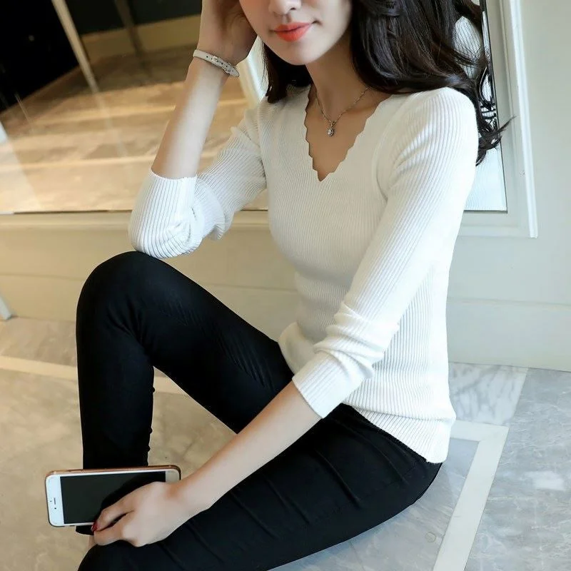Exclusive Online Offer Top Selling Korean Style Office Lady Slim Fit Thin Woman Sweater