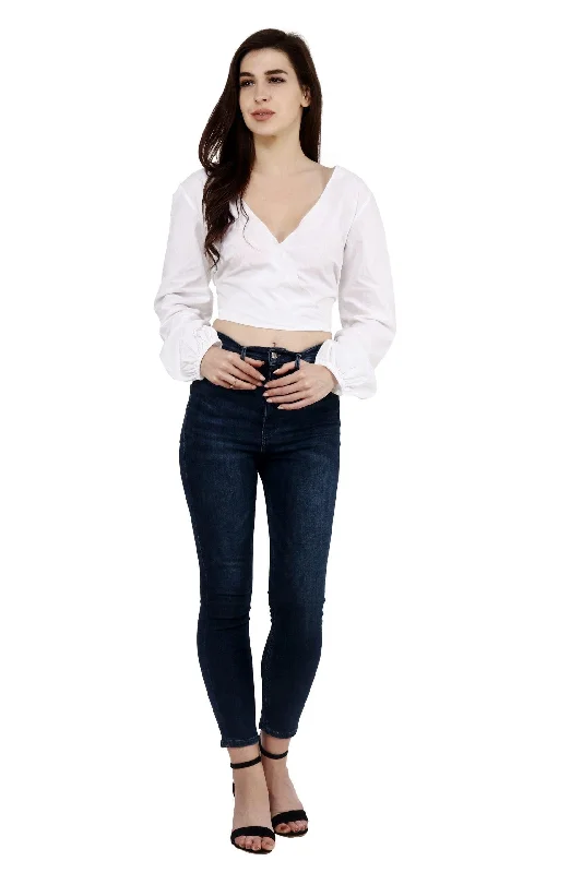 Markdowns White Solid Back Bow Tie Top