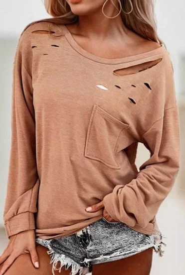 Can't Miss Distressed Long Sleeve Top