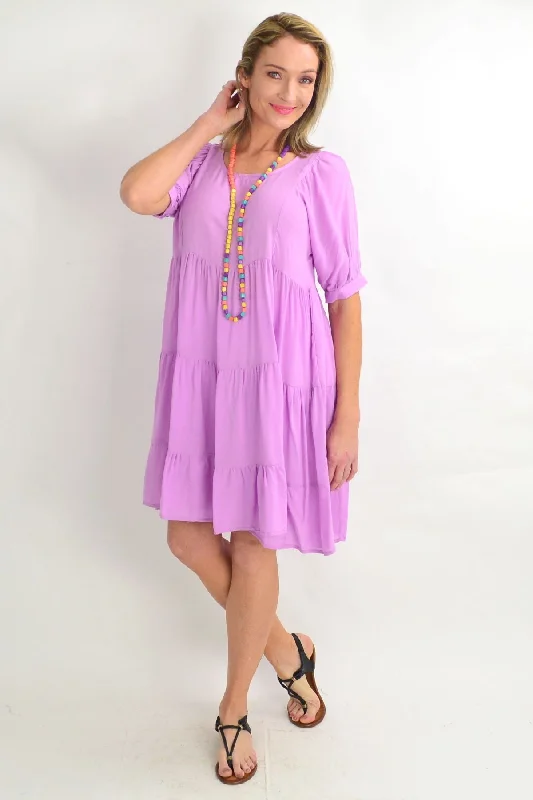Markdown Madness Mauve Classic Tiered Tunic Dress