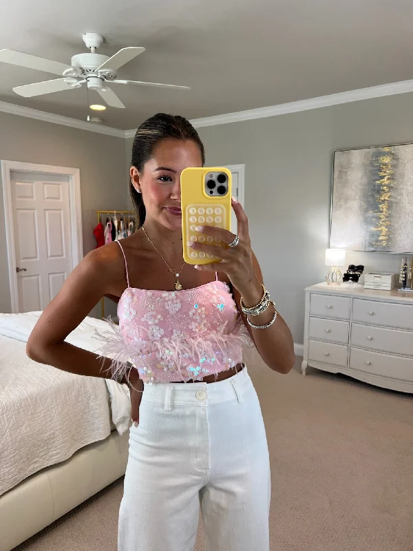 Flash Deals Lucy Sequin Top - Pink