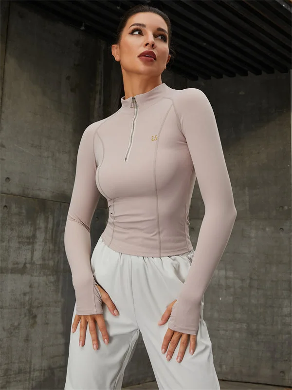 Super Bargain ZASUWA Female Pocket Zipper Thumbhole Sportswear