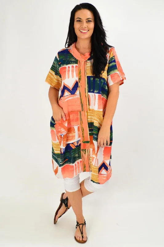 Epic Deals Zaragoza Cowl Neck Bubble Tunic Dress