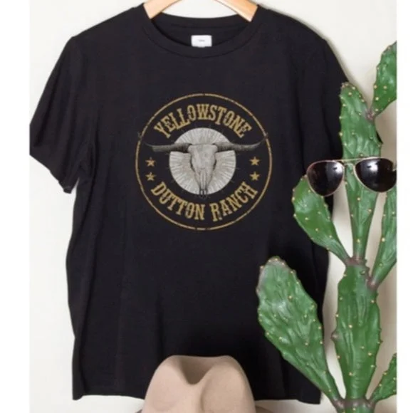 Best Seller Black Cowboy Ranch Print Graphic Women's T-shirt Tee Casual