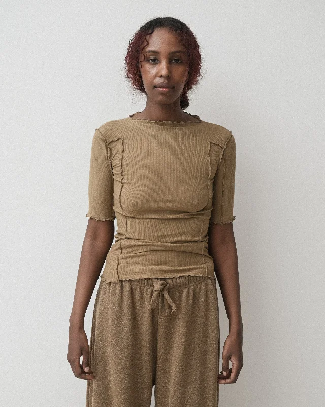 Crazy Deals Omato 3/4 Tee Shirt - Organic Cotton Rib - Jade Brown