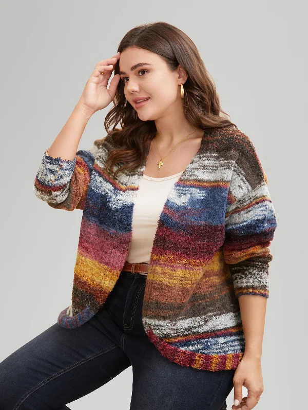 Unwind with Weekend Discounts Ombre Open Front Curved Hem Cardigan