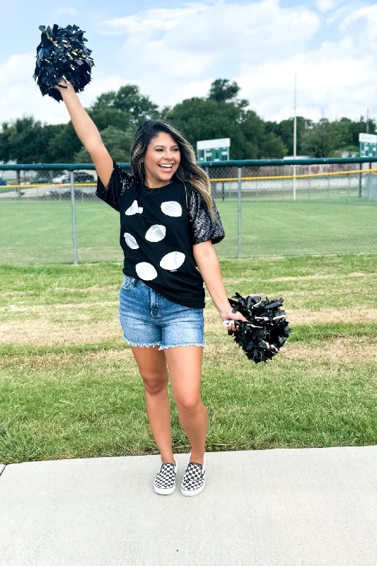 Discount Mania Glitter Football On Black Sequin Sleeve