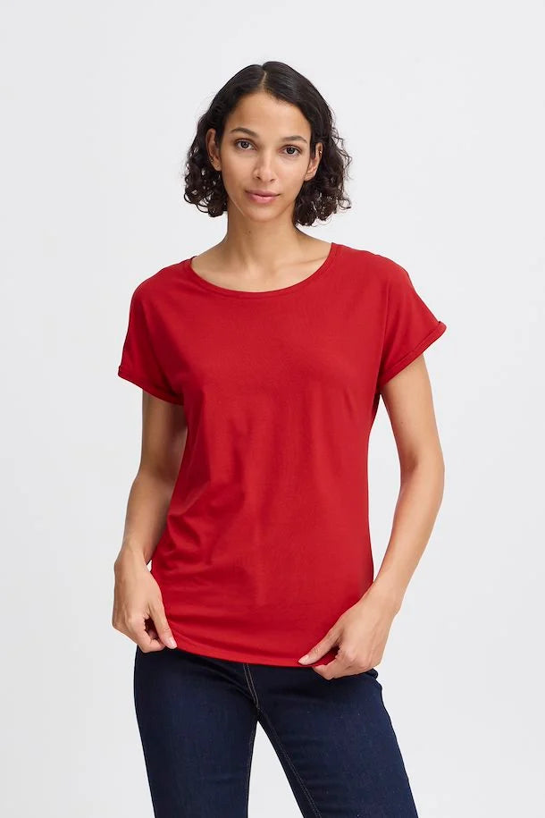 Discount Mania B.Young Pamila Cap Sleeve T-Shirt (Scarlet)