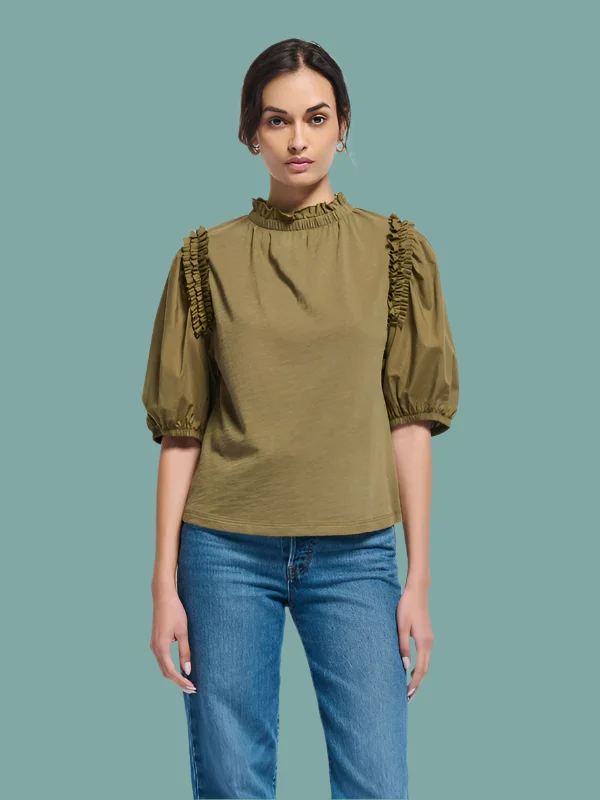 New Arrival Roya Ruched Neck Top