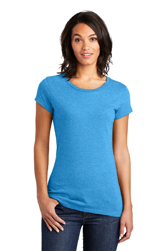 Can't Be Beat District Womens Very Important Short Sleeve Crewneck T-Shirt - Heather Bright Turquoise Blue