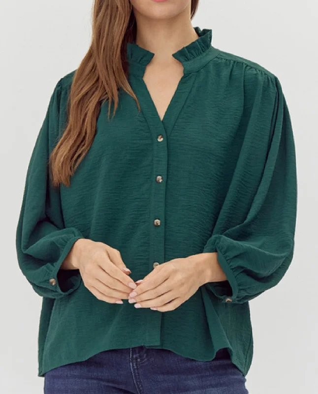 Can't Resist Solid Blouse with Frill Neck