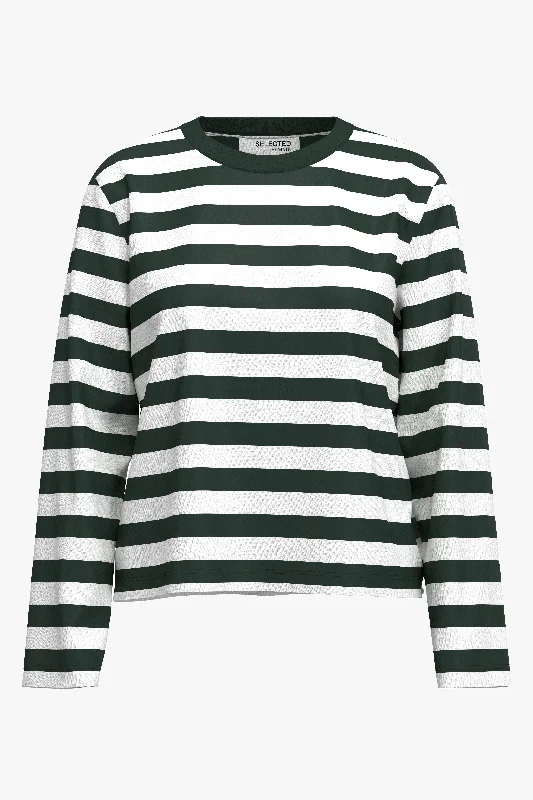 Weekend Discounts to Relish Essential LS Boxy Tee Scarab Stripes