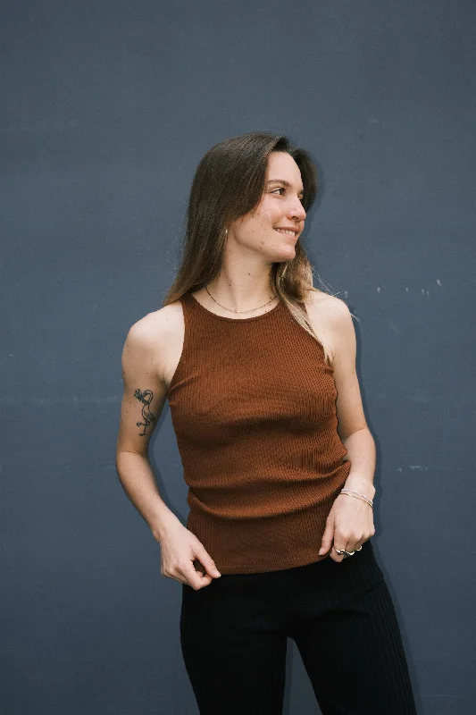 Limited Availability cotton tank top - ammer - chocolate